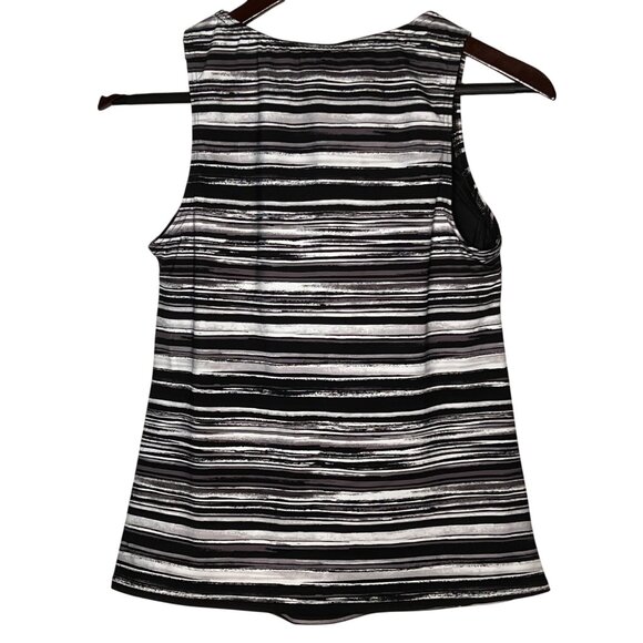 Lands End Womens Black & White Striped High-Neck Tankini Swim Top Size 8 Nylon/S - Picture 2 of 12